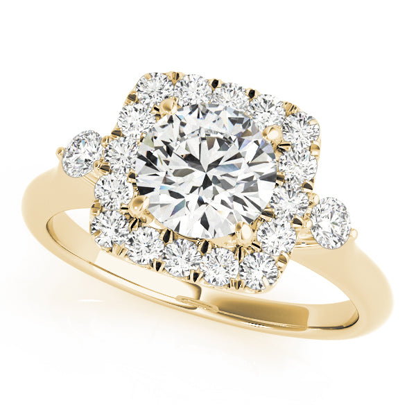 Lustrous Halo Round Diamond Engagement Ring — 9K/18K Gold & Platinum