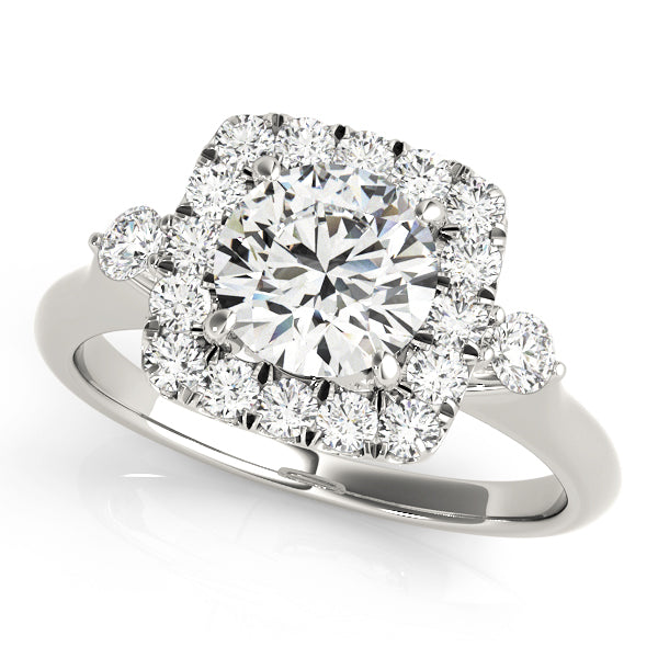 Lustrous Halo Round Diamond Engagement Ring — 9K/18K Gold & Platinum