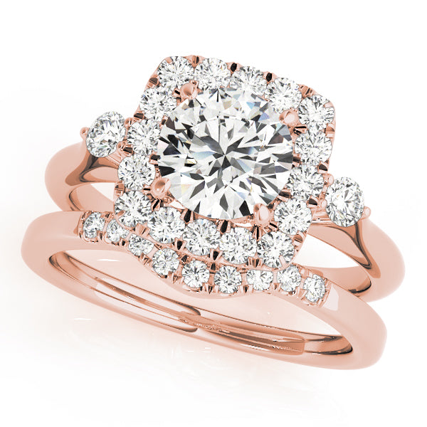 Lustrous Halo Round Diamond Engagement Ring — 9K/18K Gold & Platinum