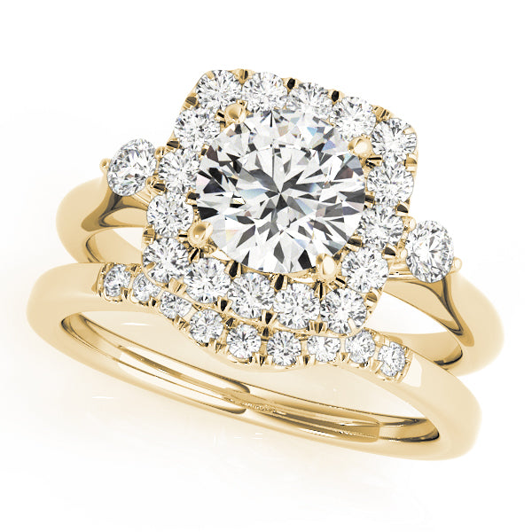 Lustrous Halo Round Diamond Engagement Ring — 9K/18K Gold & Platinum