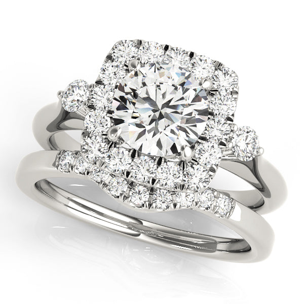 Lustrous Halo Round Diamond Engagement Ring — 9K/18K Gold & Platinum