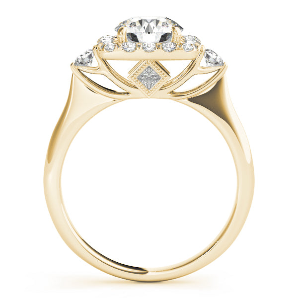 Lustrous Halo Round Diamond Engagement Ring — 9K/18K Gold & Platinum
