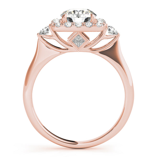 Lustrous Halo Round Diamond Engagement Ring — 9K/18K Gold & Platinum