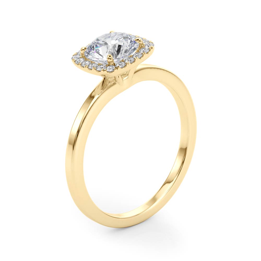 Regal Halo Round Diamond Engagement Ring — 9K/18K Gold & Platinum