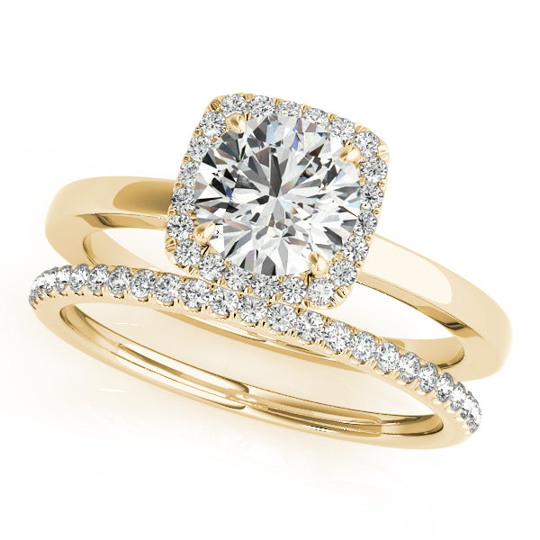 Regal Halo Round Diamond Engagement Ring — 9K/18K Gold & Platinum