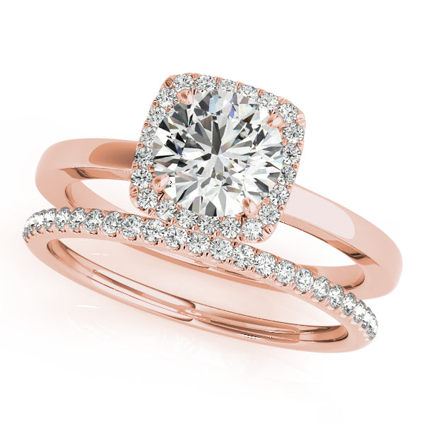 Regal Halo Round Diamond Engagement Ring — 9K/18K Gold & Platinum