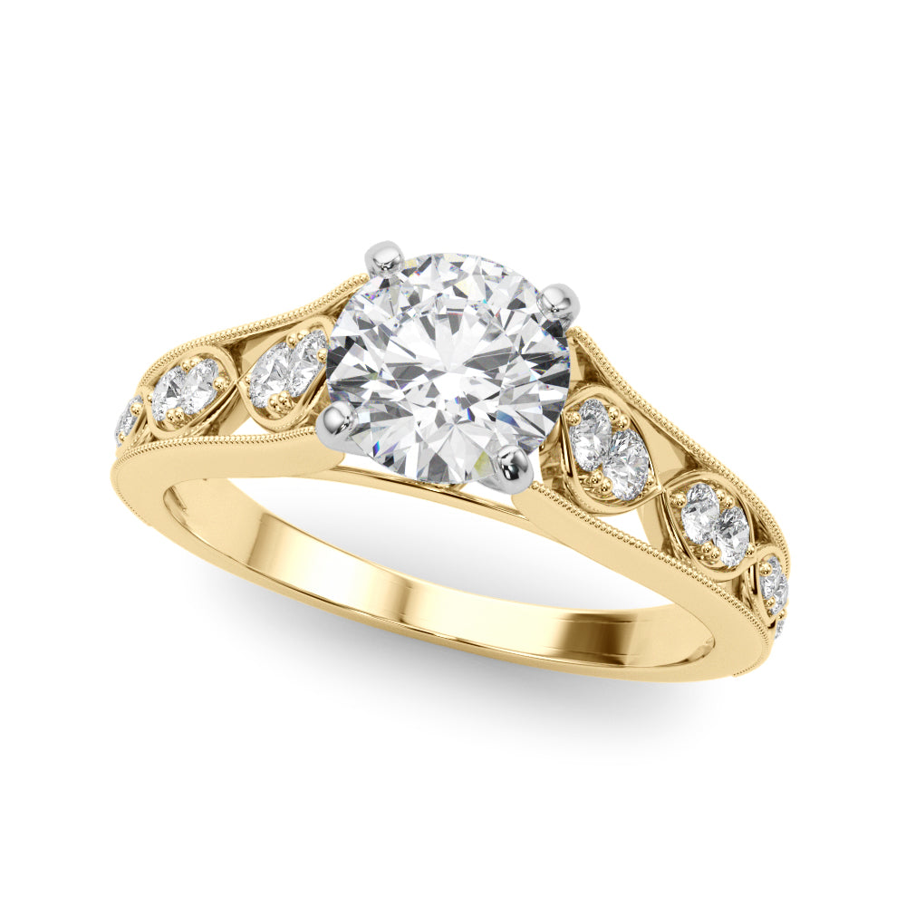 Opulent Prong-Set Round Diamond Engagement Ring — 9K/18K Gold & Platinum