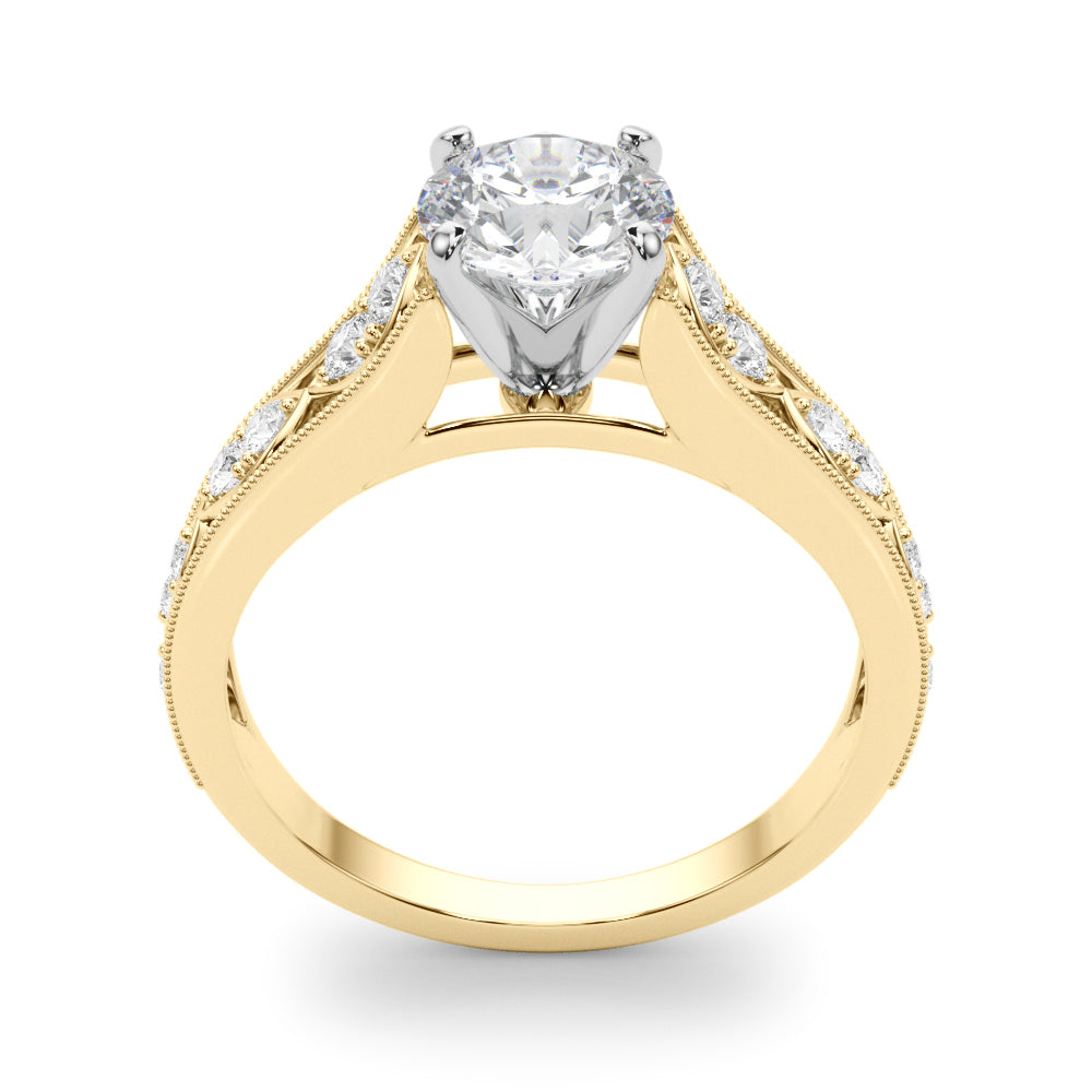 Opulent Prong-Set Round Diamond Engagement Ring — 9K/18K Gold & Platinum
