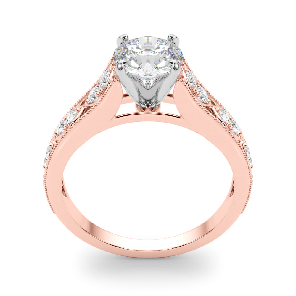 Opulent Prong-Set Round Diamond Engagement Ring — 9K/18K Gold & Platinum