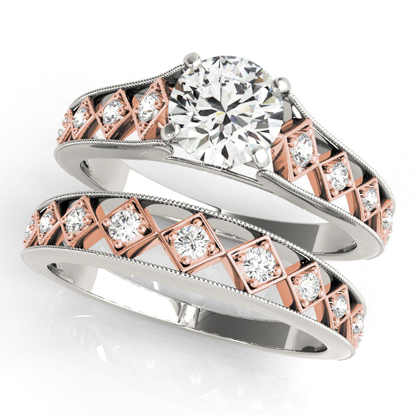 Crowned Single Row Round Diamond Engagement Ring — 9K/18K Gold & Platinum