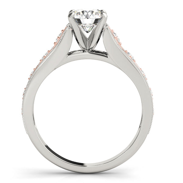 Crowned Single Row Round Diamond Engagement Ring — 9K/18K Gold & Platinum