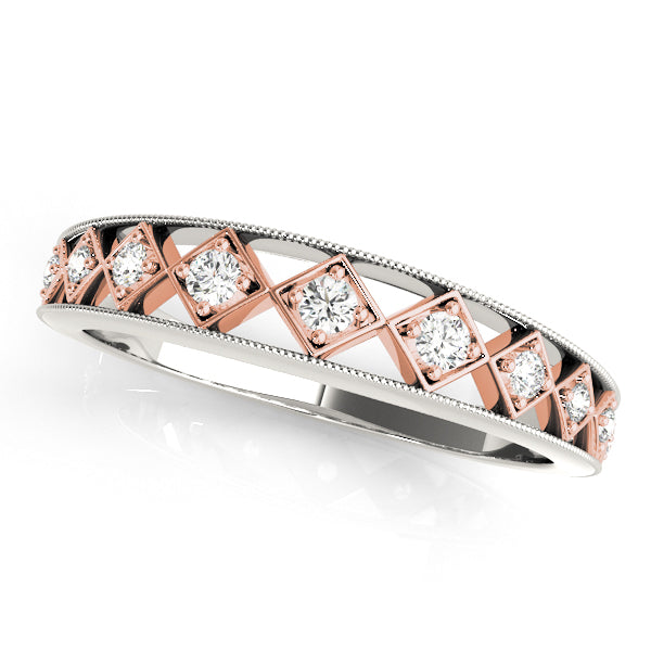 Two-Tone Prong in Channel Half Eternity Ring in Gold & Platinum