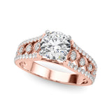 Graceful Multi-Row Round Diamond Engagement Ring — 9K/18K Gold & Platinum