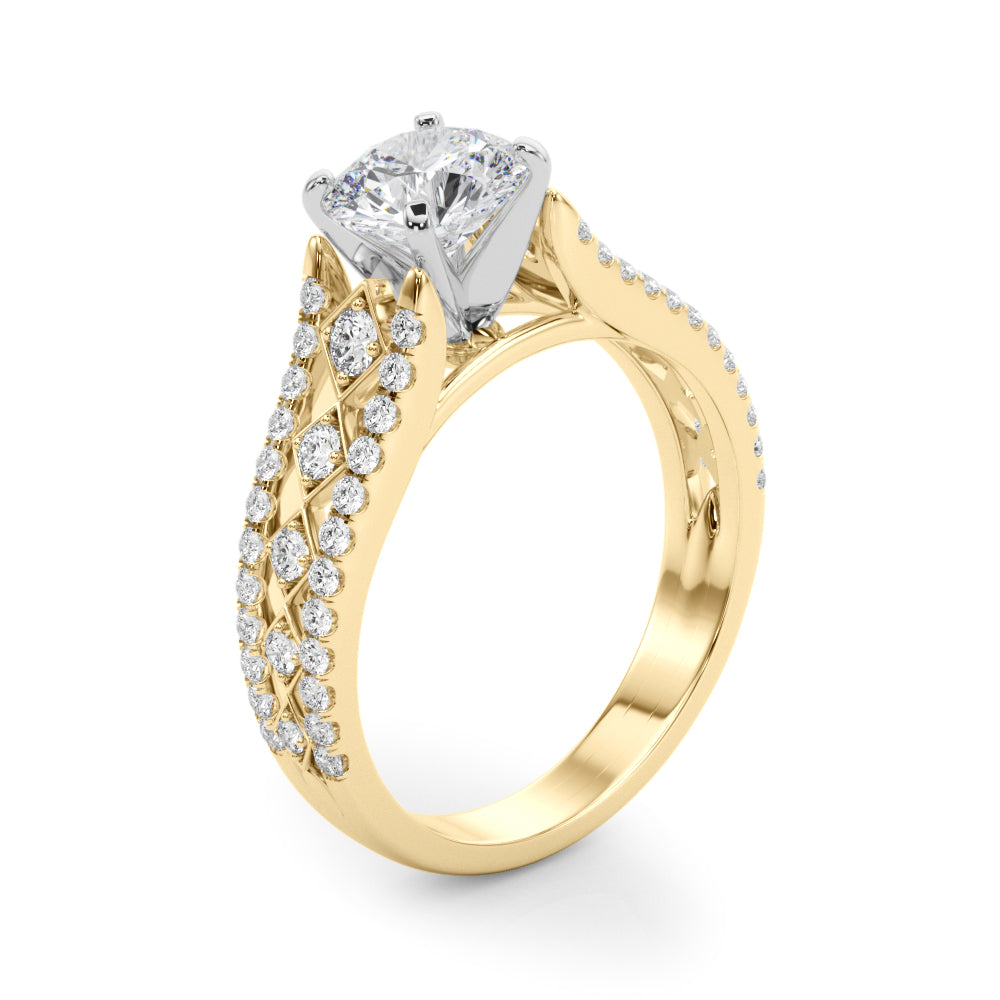 Graceful Multi-Row Round Diamond Engagement Ring — 9K/18K Gold & Platinum
