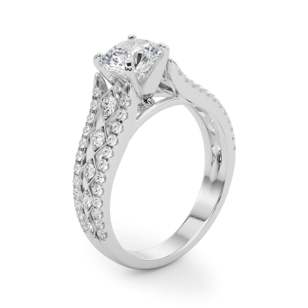 Graceful Multi-Row Round Diamond Engagement Ring — 9K/18K Gold & Platinum