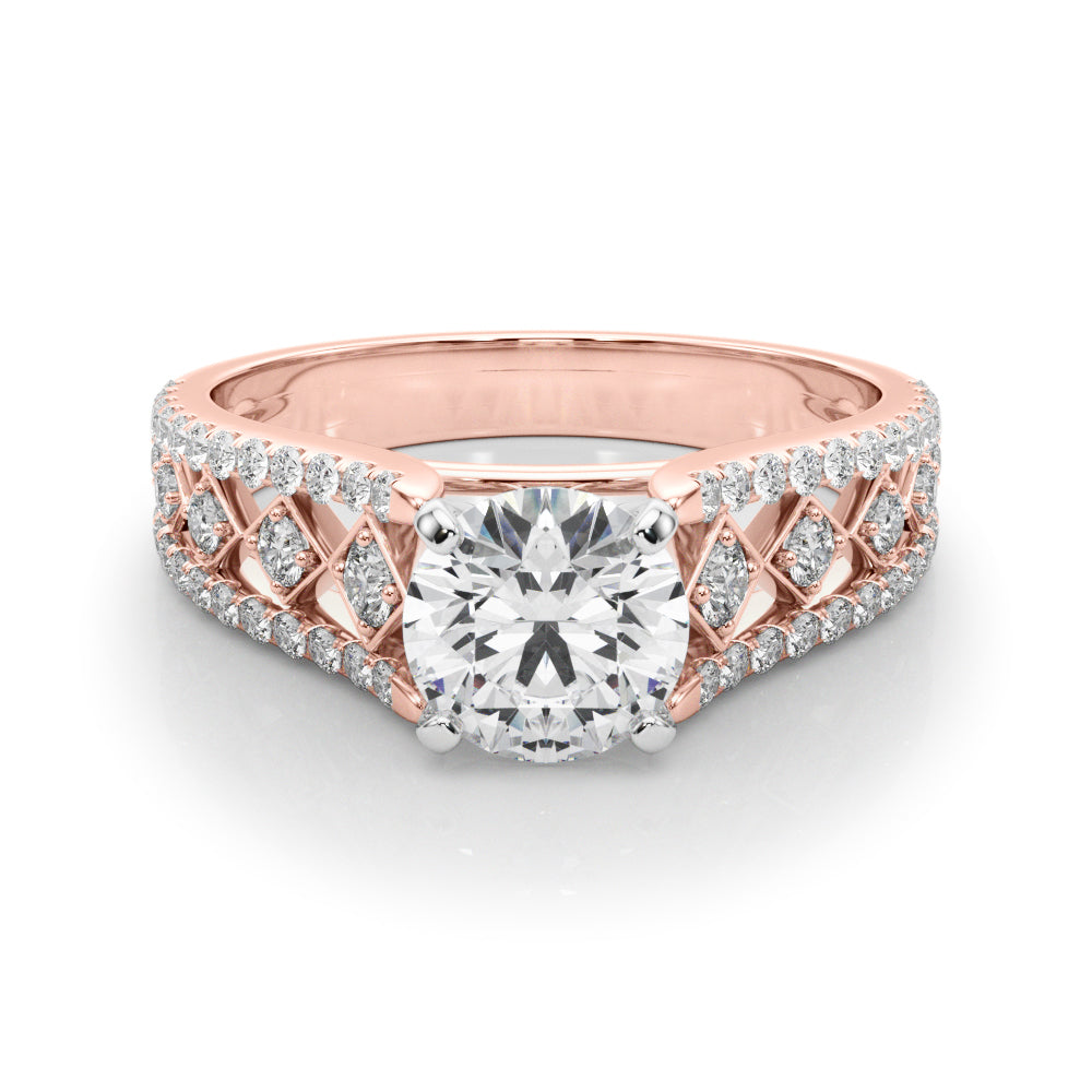 Graceful Multi-Row Round Diamond Engagement Ring — 9K/18K Gold & Platinum