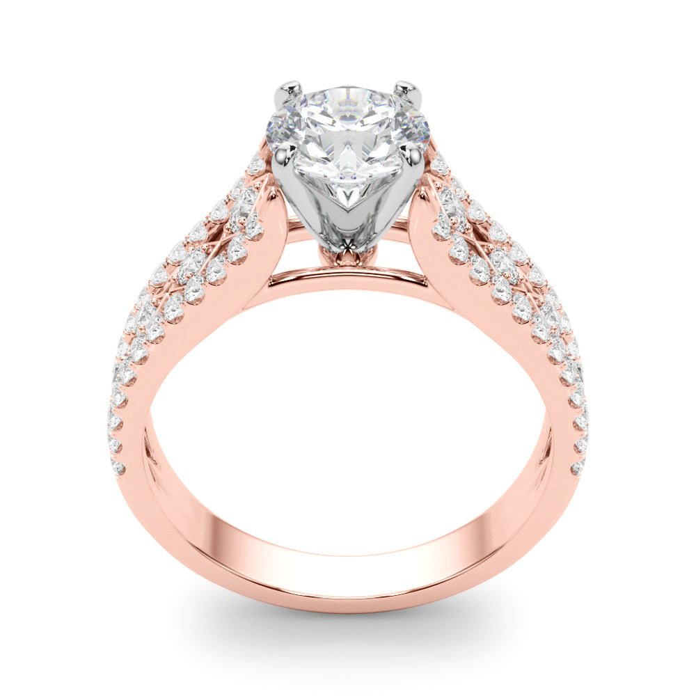Graceful Multi-Row Round Diamond Engagement Ring — 9K/18K Gold & Platinum
