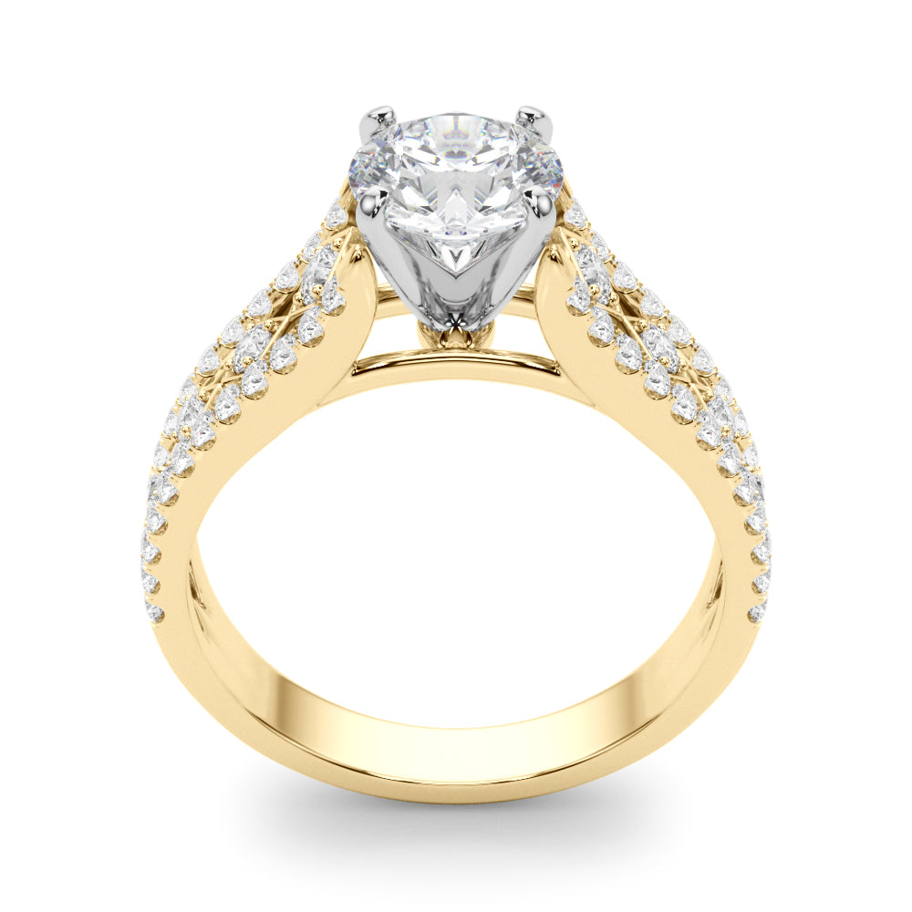 Graceful Multi-Row Round Diamond Engagement Ring — 9K/18K Gold & Platinum