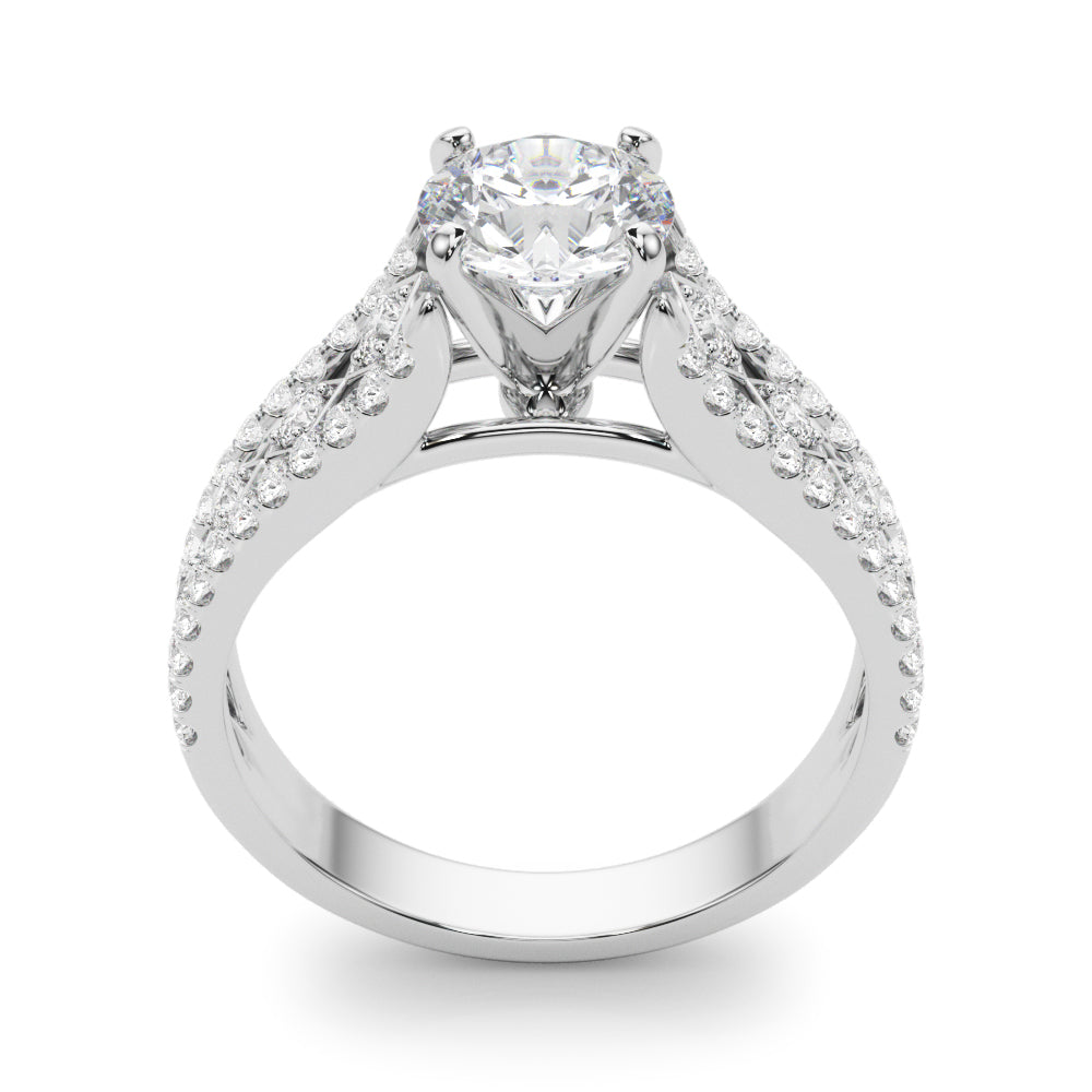 Graceful Multi-Row Round Diamond Engagement Ring — 9K/18K Gold & Platinum