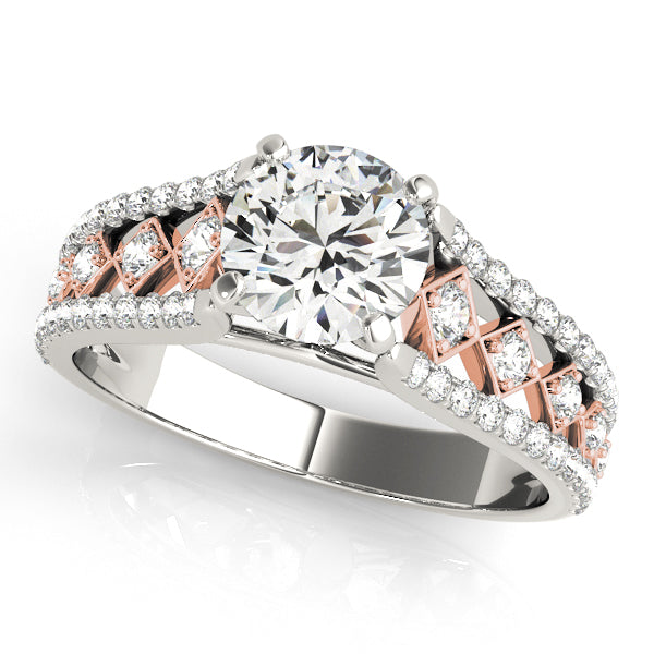 Graceful Multi-Row Round Diamond Engagement Ring — 9K/18K Gold & Platinum