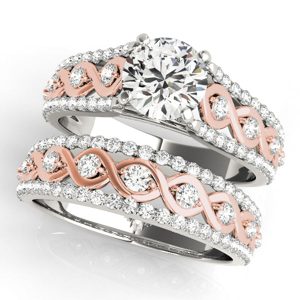 Splendid Multi-Row Round Diamond Engagement Ring — 9K/18K Gold & Platinum