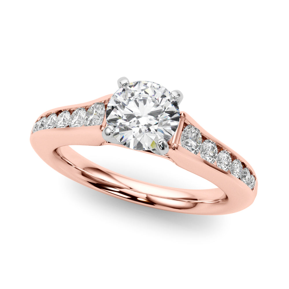 Enchanted Single Row Round Diamond Engagement Ring — 9K/18K Gold & Platinum