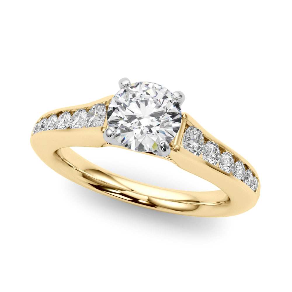 Enchanted Single Row Round Diamond Engagement Ring — 9K/18K Gold & Platinum