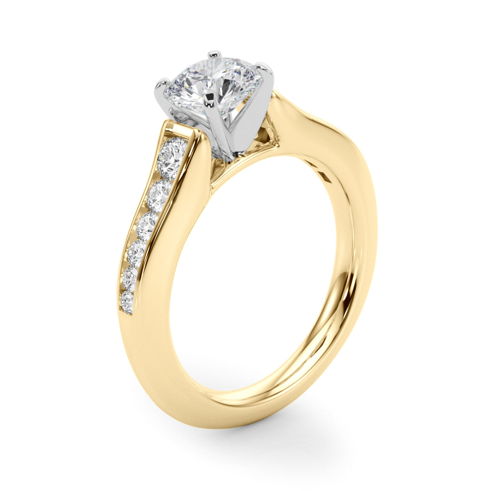 Enchanted Single Row Round Diamond Engagement Ring — 9K/18K Gold & Platinum