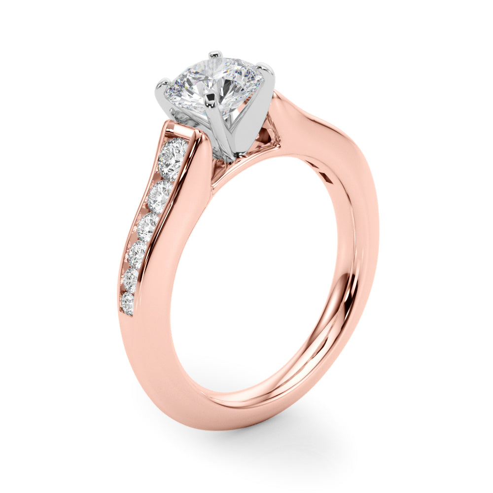 Enchanted Single Row Round Diamond Engagement Ring — 9K/18K Gold & Platinum