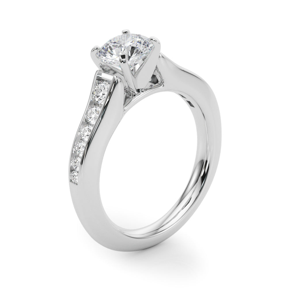 Enchanted Single Row Round Diamond Engagement Ring — 9K/18K Gold & Platinum