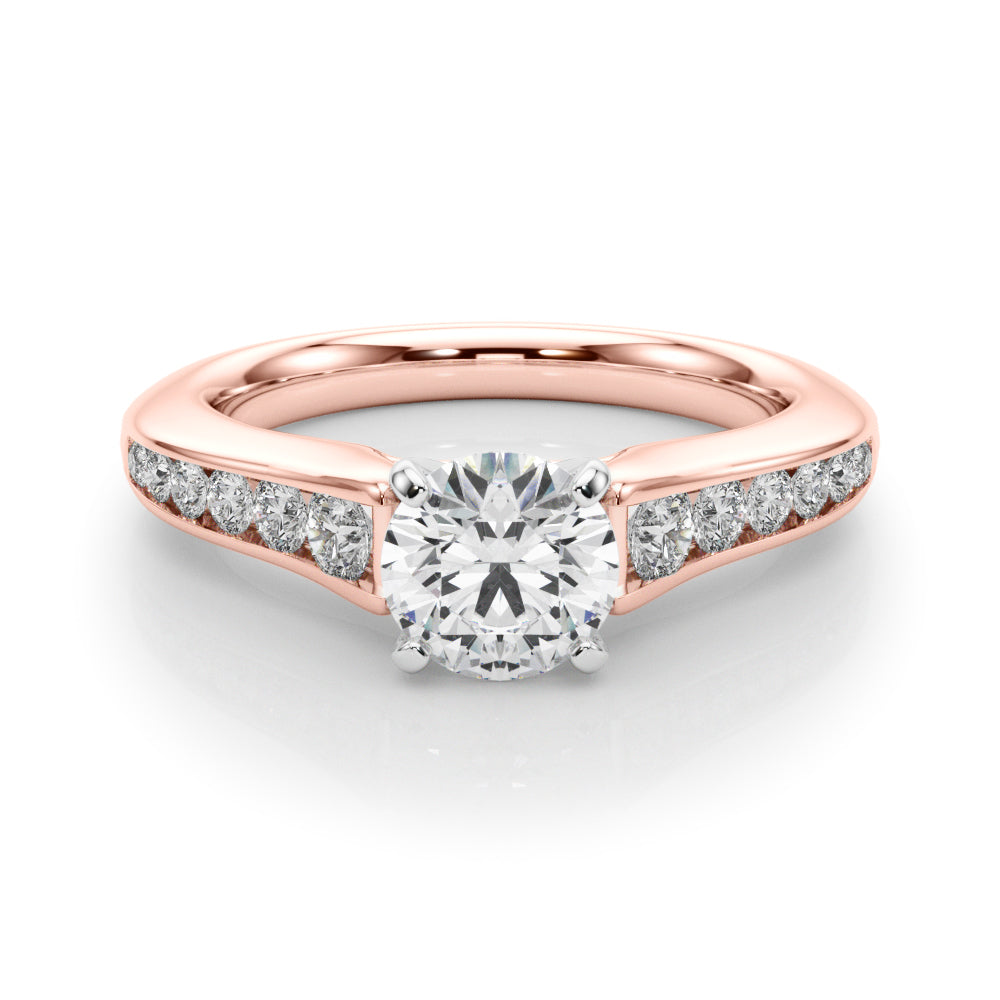 Enchanted Single Row Round Diamond Engagement Ring — 9K/18K Gold & Platinum