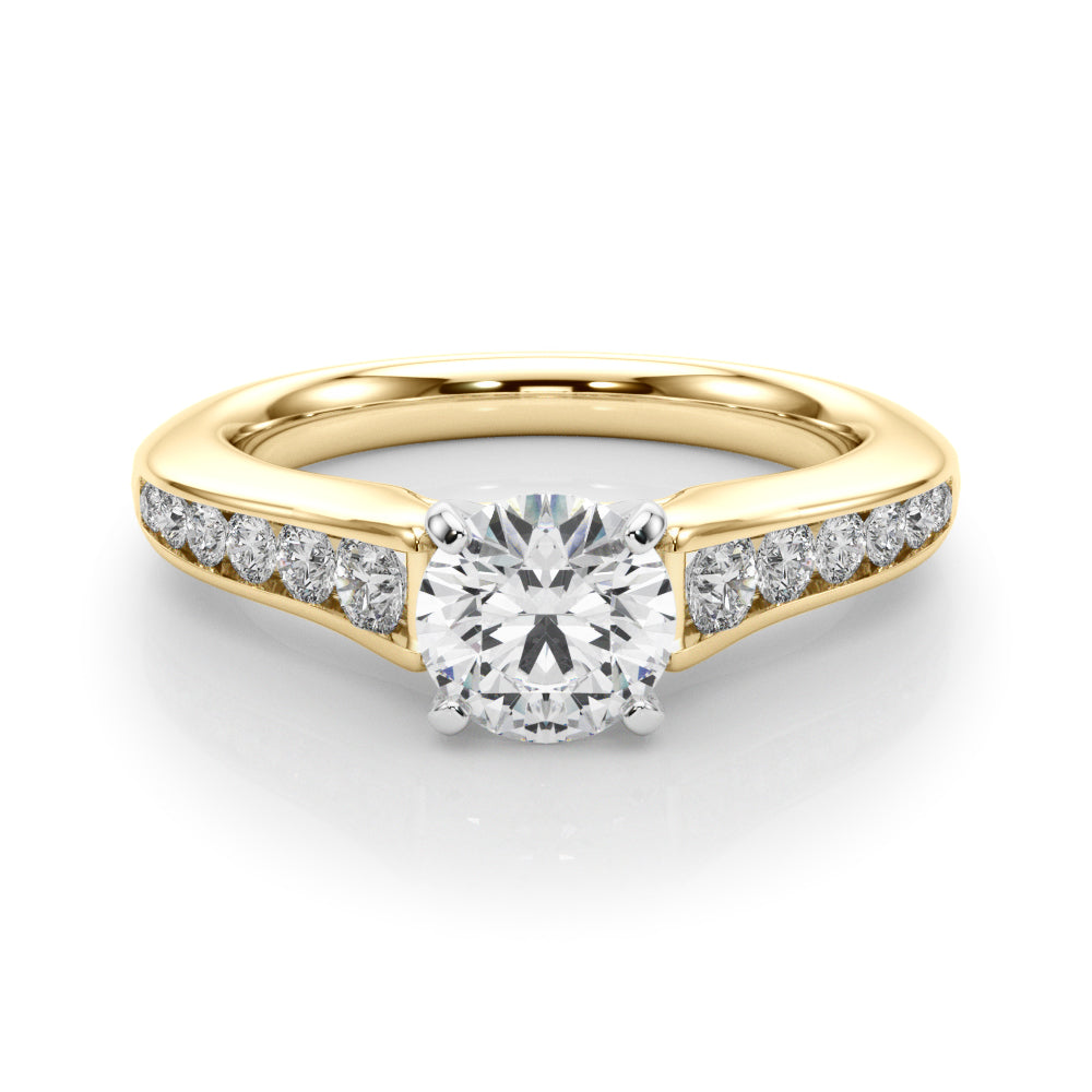 Enchanted Single Row Round Diamond Engagement Ring — 9K/18K Gold & Platinum