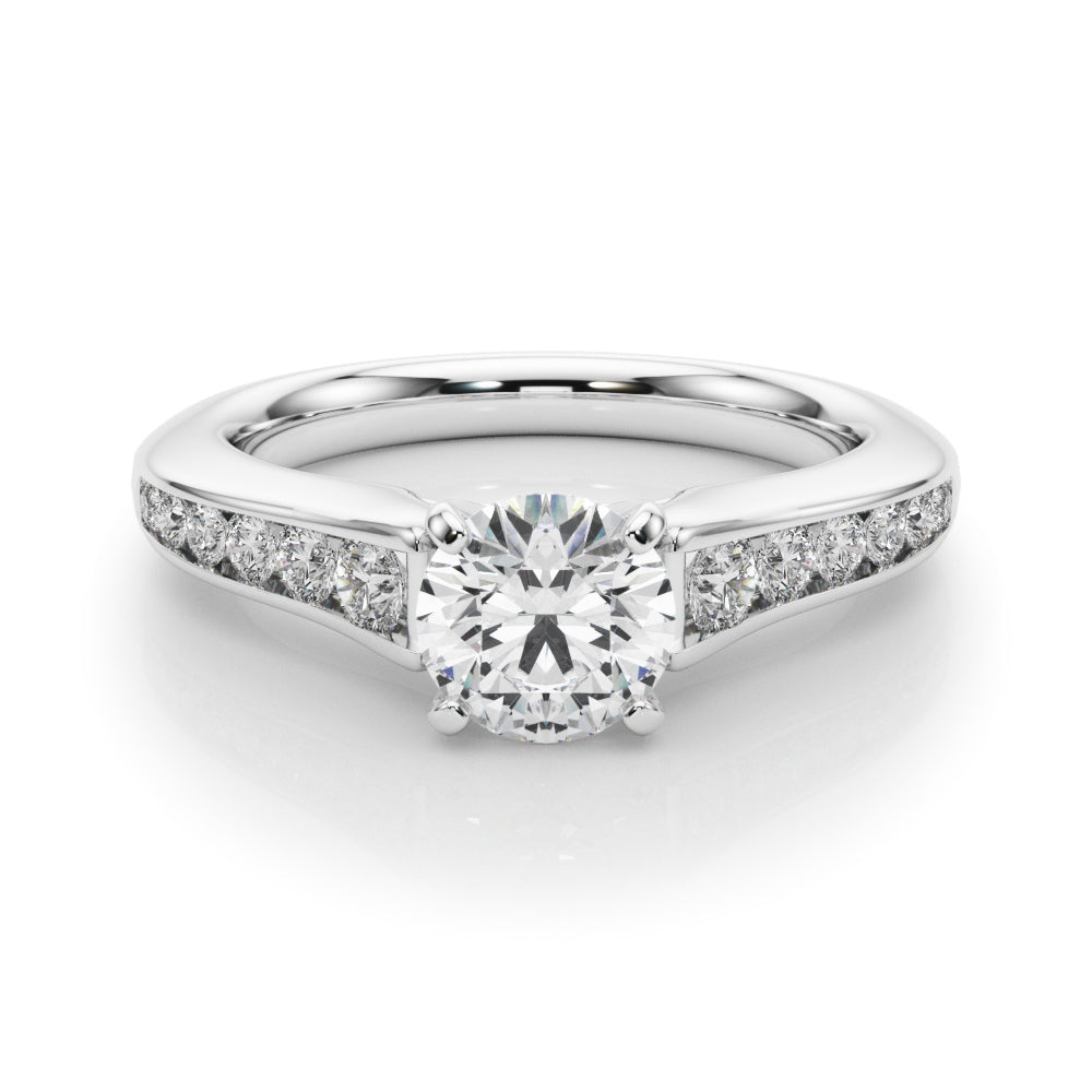 Enchanted Single Row Round Diamond Engagement Ring — 9K/18K Gold & Platinum