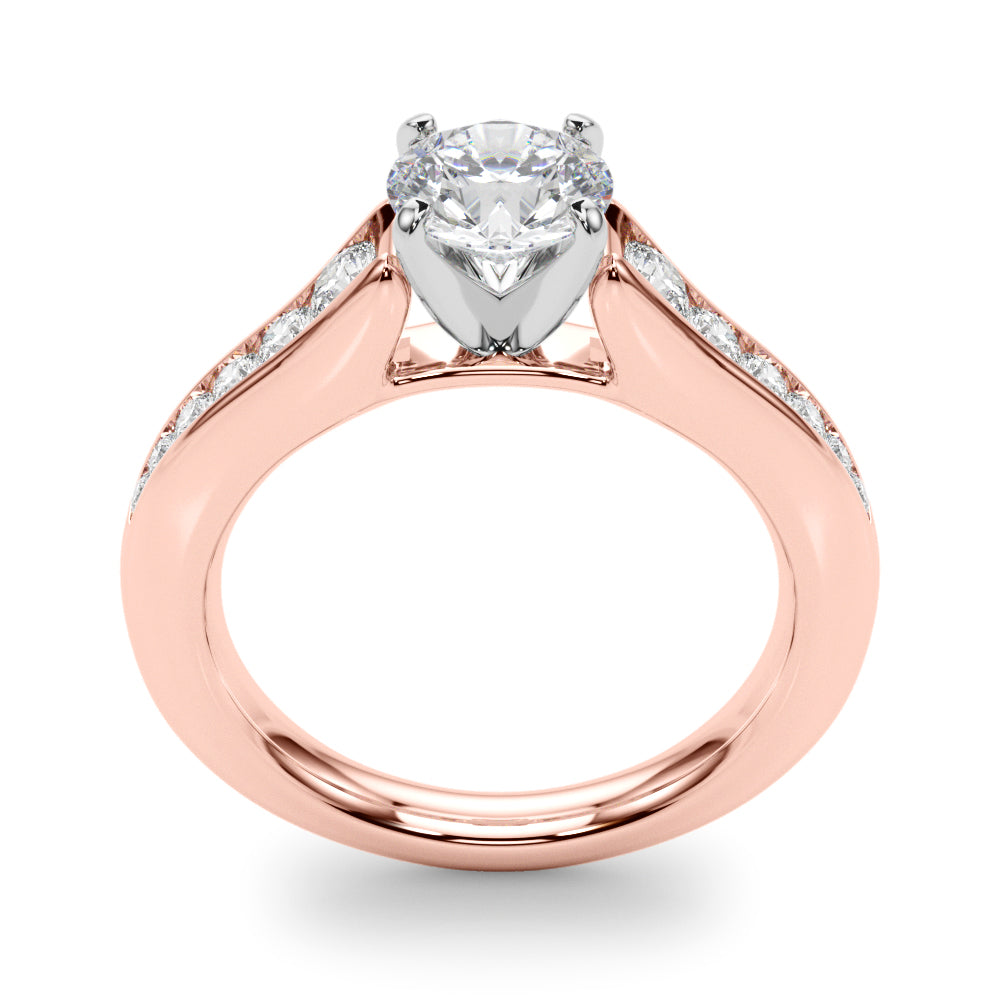 Enchanted Single Row Round Diamond Engagement Ring — 9K/18K Gold & Platinum
