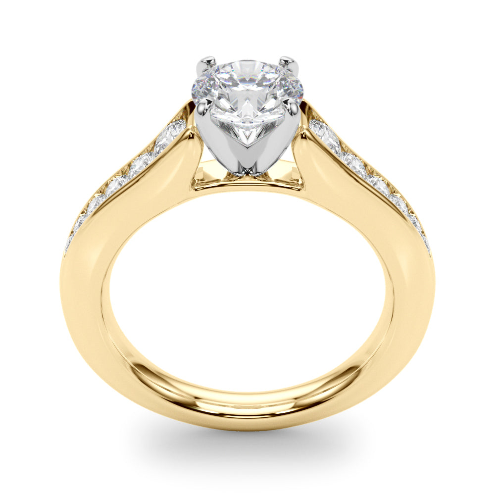 Enchanted Single Row Round Diamond Engagement Ring — 9K/18K Gold & Platinum