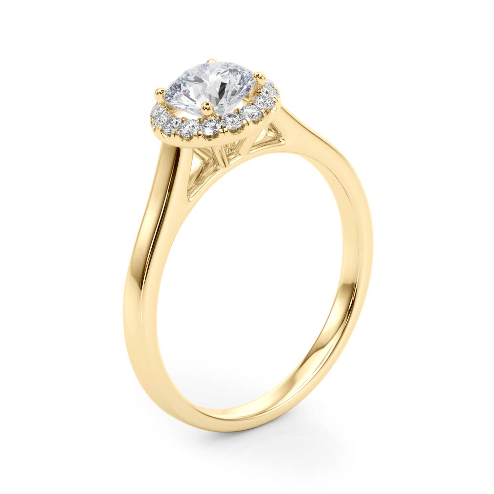 Adored Sidestone Round Diamond Engagement Ring — 9K/18K Gold & Platinum