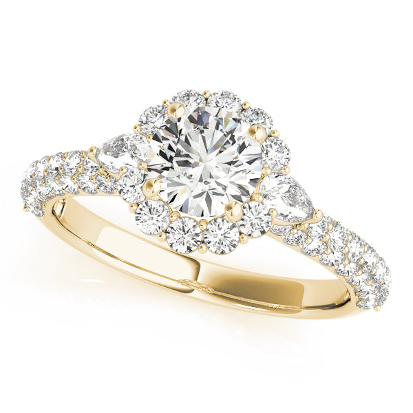 Resplendent Pave Mult Row Round Diamond Engagement Ring — 9K/18K Gold & Platinum