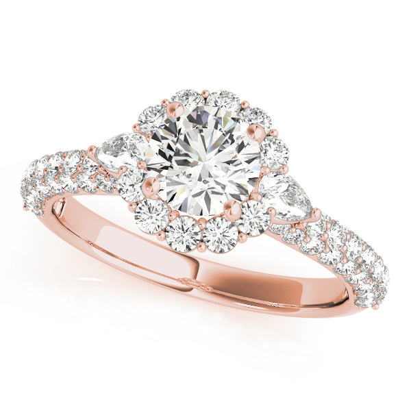 Resplendent Pave Mult Row Round Diamond Engagement Ring — 9K/18K Gold & Platinum