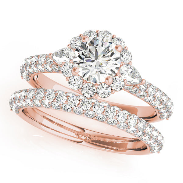 Resplendent Pave Mult Row Round Diamond Engagement Ring — 9K/18K Gold & Platinum