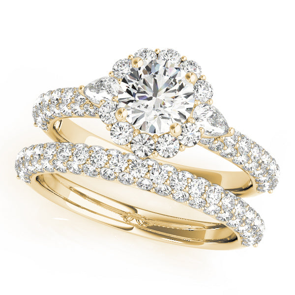 Resplendent Pave Mult Row Round Diamond Engagement Ring — 9K/18K Gold & Platinum