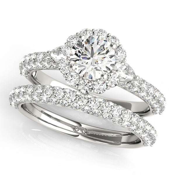 Resplendent Pave Mult Row Round Diamond Engagement Ring — 9K/18K Gold & Platinum