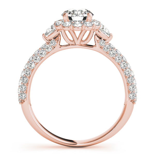 Resplendent Pave Mult Row Round Diamond Engagement Ring — 9K/18K Gold & Platinum