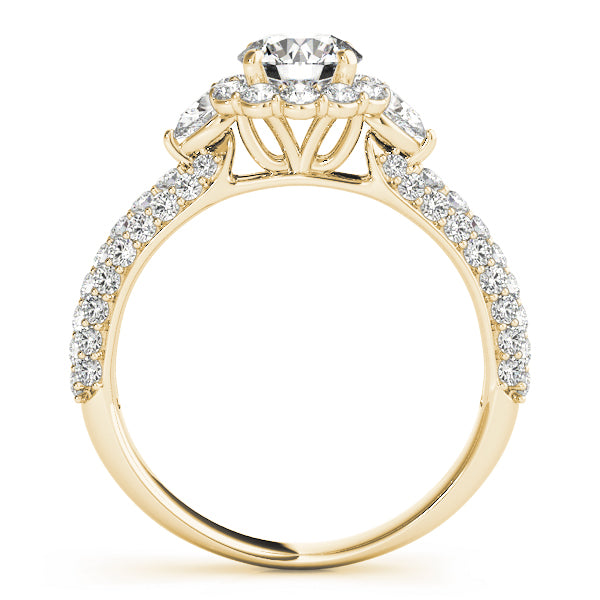 Resplendent Pave Mult Row Round Diamond Engagement Ring — 9K/18K Gold & Platinum