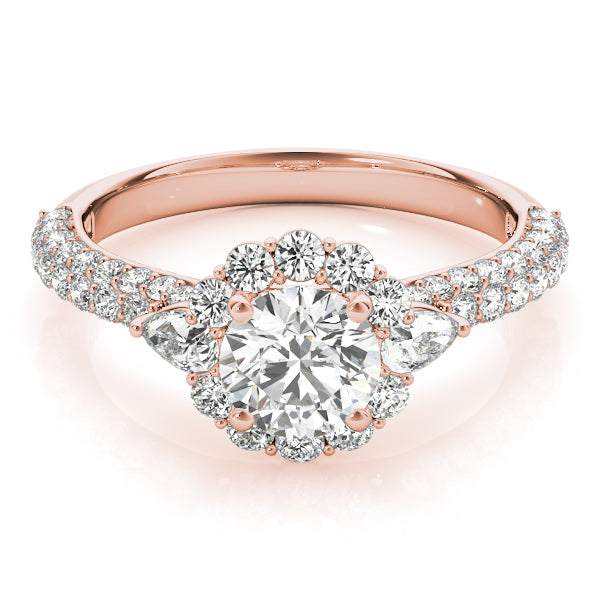 Resplendent Pave Mult Row Round Diamond Engagement Ring — 9K/18K Gold & Platinum