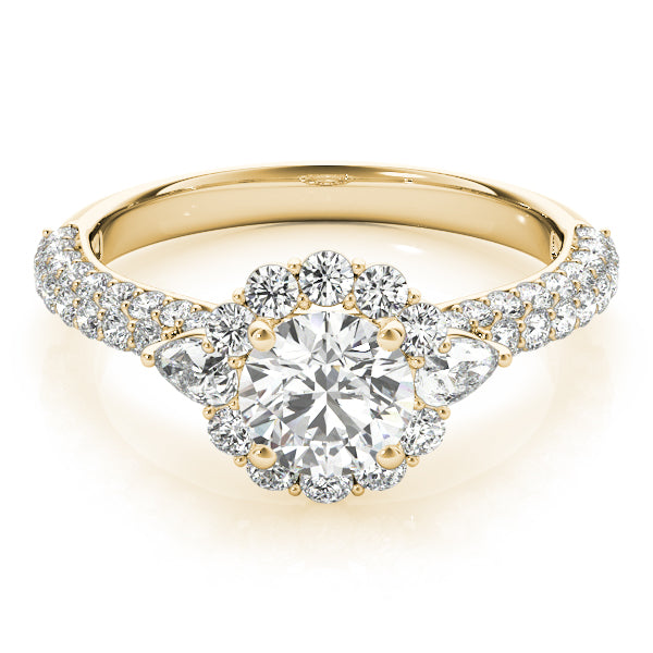 Resplendent Pave Mult Row Round Diamond Engagement Ring — 9K/18K Gold & Platinum