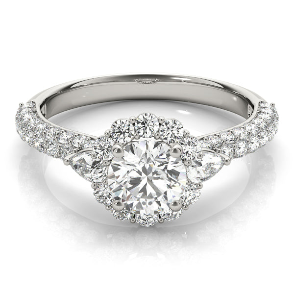 Resplendent Pave Mult Row Round Diamond Engagement Ring — 9K/18K Gold & Platinum