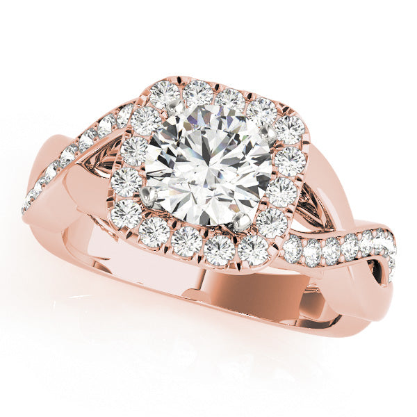 Cherished Halo Round Diamond Engagement Ring — 9K/18K Gold & Platinum