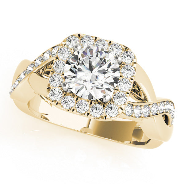 Cherished Halo Round Diamond Engagement Ring — 9K/18K Gold & Platinum