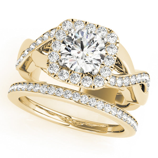 Cherished Halo Round Diamond Engagement Ring — 9K/18K Gold & Platinum