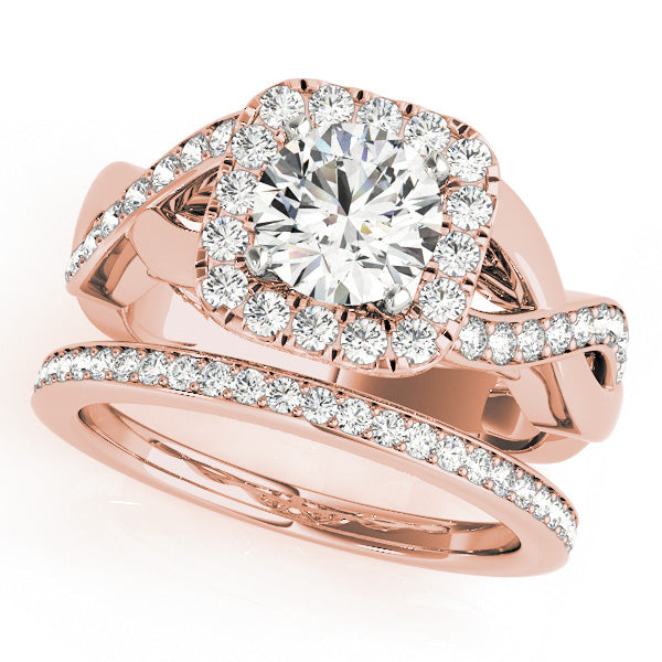 Cherished Halo Round Diamond Engagement Ring — 9K/18K Gold & Platinum